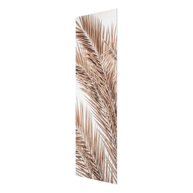 Tableau marron moderne Feuilles de palmier couleur bronze