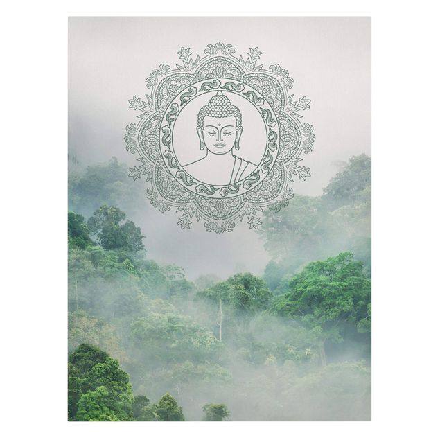 Toile asie Mandala de Bouddha dans le brouillard