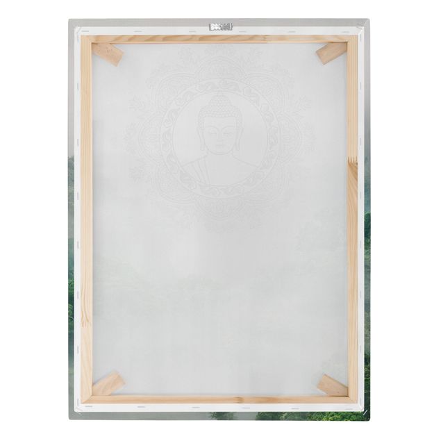 Tableau spirituel Mandala de Bouddha dans le brouillard
