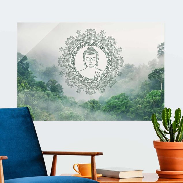 Déco murale cuisine Mandala de Bouddha dans le brouillard