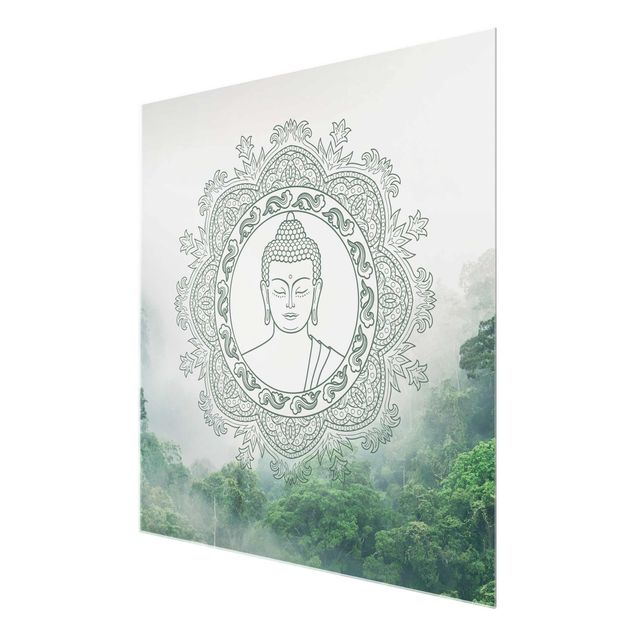 Tableau moderne Mandala de Bouddha dans le brouillard