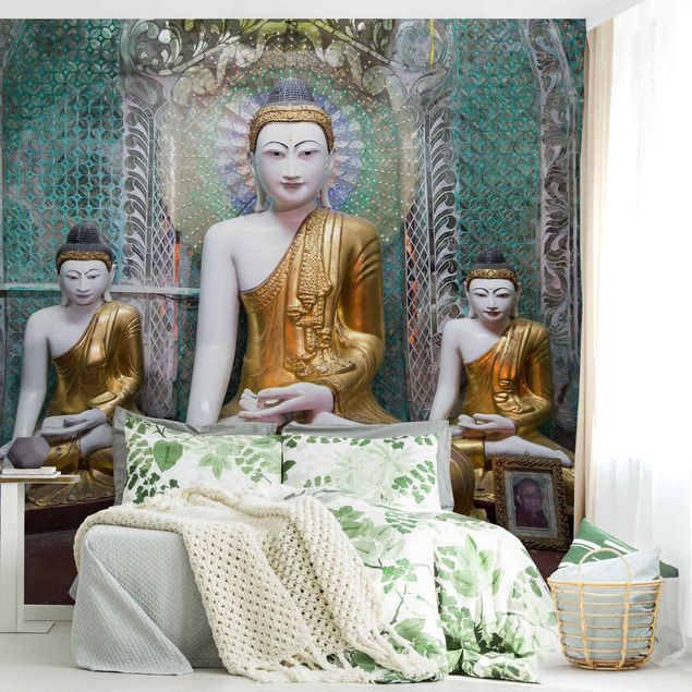 Papier peint argenté Statues de Bouddha