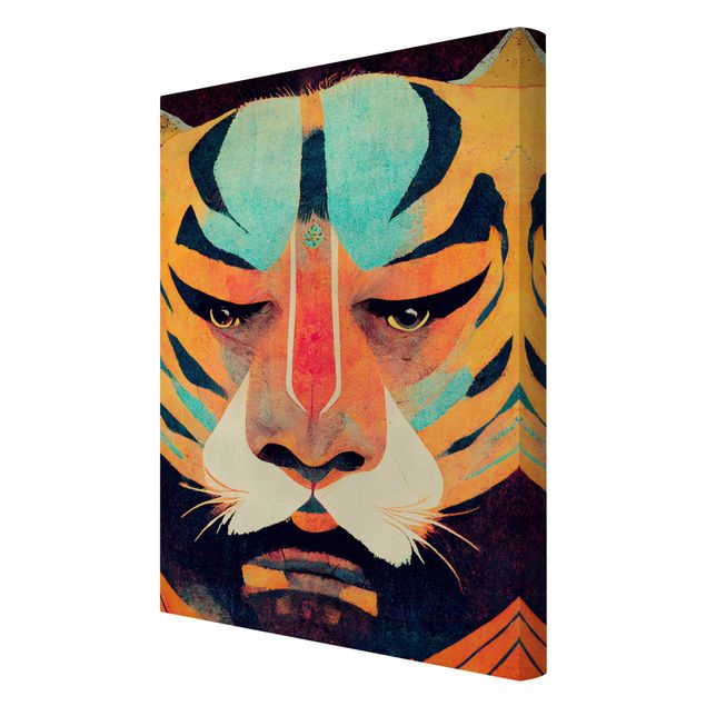 Tableau multicolor Colourful Tiger Illustration
