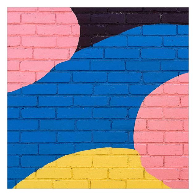 papier peint xxl Colourful Brick Wall In Blue And Pink