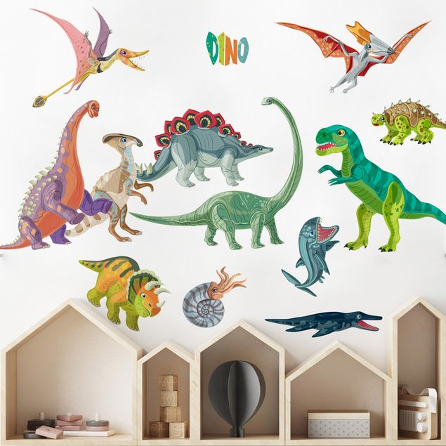 Déco chambre enfant Lot de dinosaures colorés