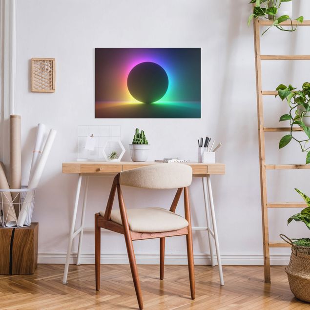 Tableaux multicolore Colourful Neon Light With Circle