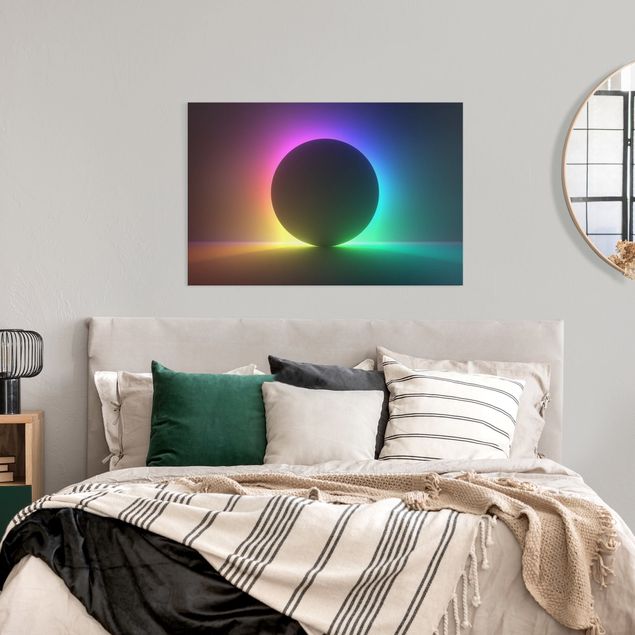 Tableaux Colourful Neon Light With Circle