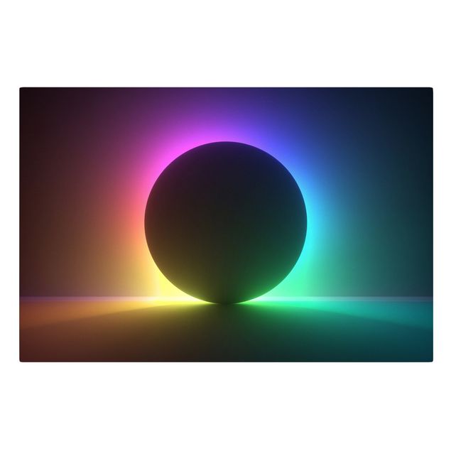 Tableau sur toile - Colourful Neon Light With Circle