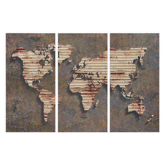 Tableau carte du monde Carte du monde en rouille