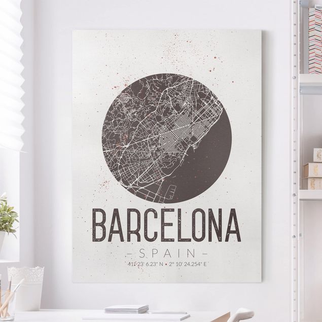 Déco murale cuisine Plan de ville de Barcelone - Rétro