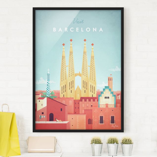 Poster encadré - Travel Poster - Barcelona