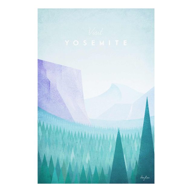 Tableau verre montagne Poster de voyage - Yosemite Park