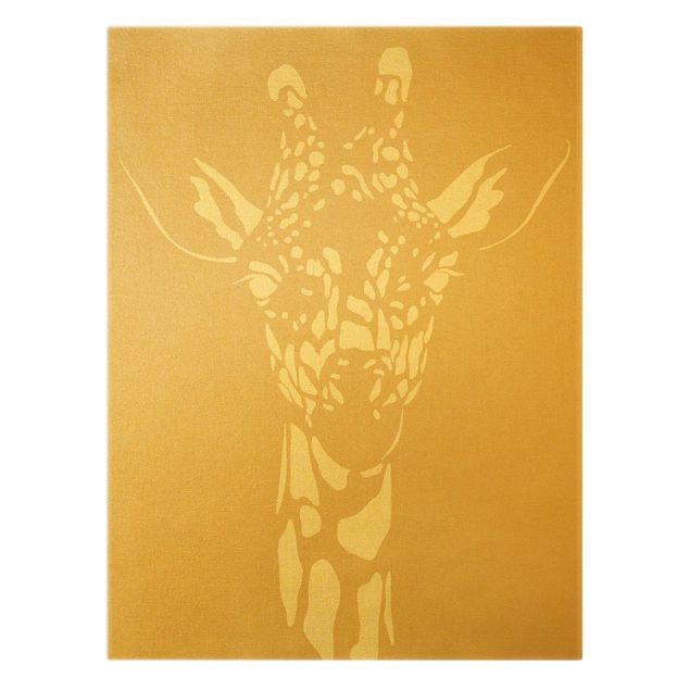 Toile murale Animaux de safari - Portrait Girafe Beige
