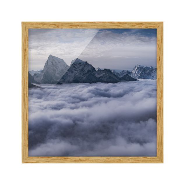 Affiches encadrées noir et blanc Mer de nuages dans l'Himalaya