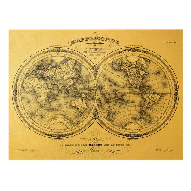 Tableaux toile Carte du monde - Carte française de la région du Cap de 1848