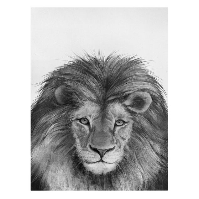 Tableaux sur toile en noir et blanc Illustration Lion Monochrome Peinture