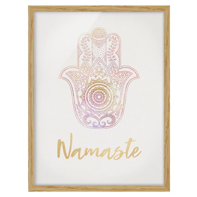 Tableaux zen Illustration de la main de Fatma Namaste Gold Light Pink