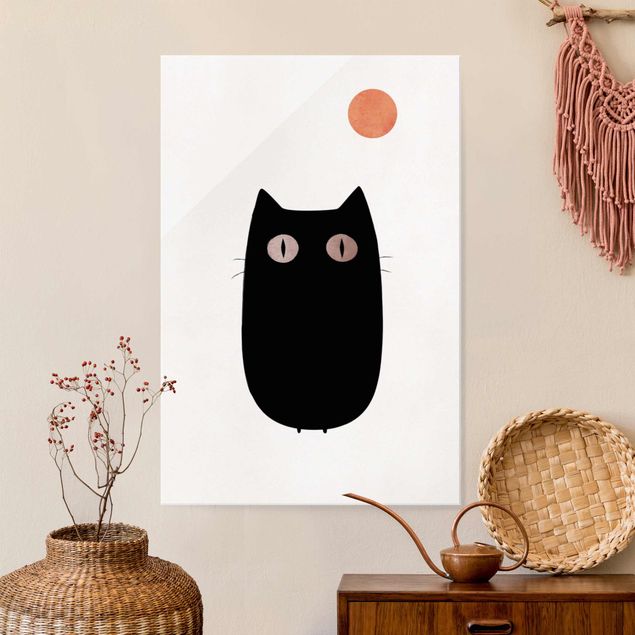 Déco mur cuisine Illustration d'un chat noir