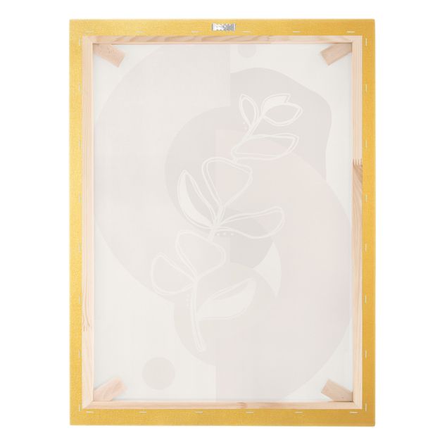 Tableau sur toile or - Geometrical Shapes - Leaves Pale Pink Gold