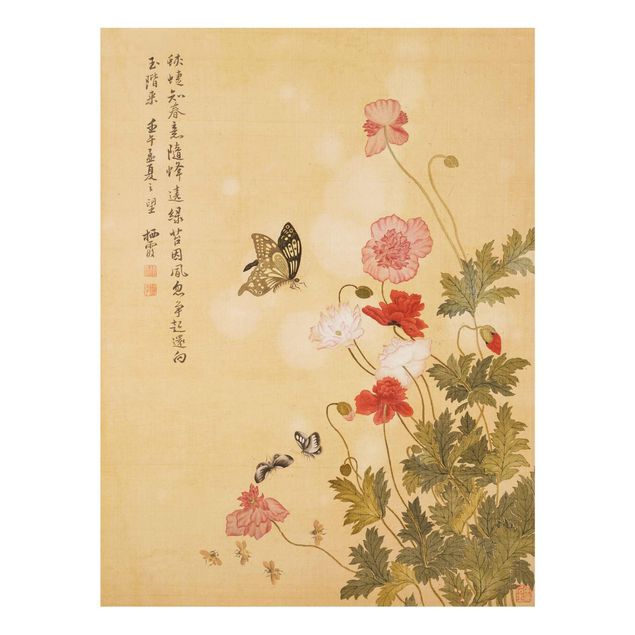 Décoration artistique Yuanyu Ma - Coquelicot et papillon