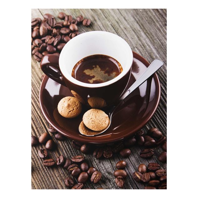 Tableau marron Tasses à café avec grains de café