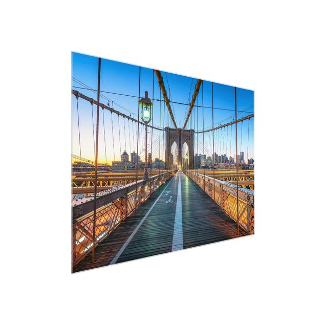 Tableaux en verre architecture & skyline Aube sur le pont de Brooklyn