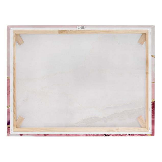 Tableaux sur toile avec dessins Abstract Mountains Pink With Golden Lines