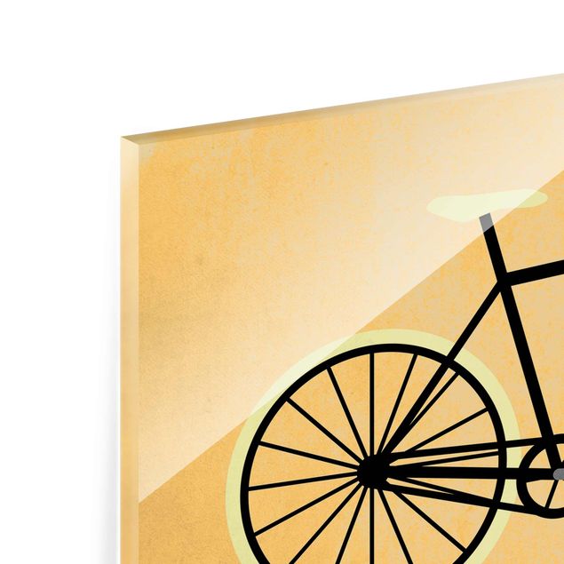 Tableaux en verre magnétique Bicyclette en jaune
