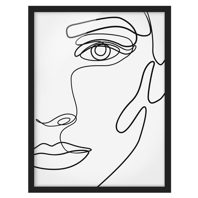 Tableaux moderne Line Art Portrait Femme Noir et Blanc