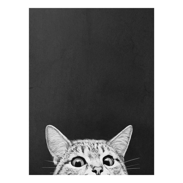 Tableaux en verre noir et blanc Illustration Chat Noir Et Blanc Dessin