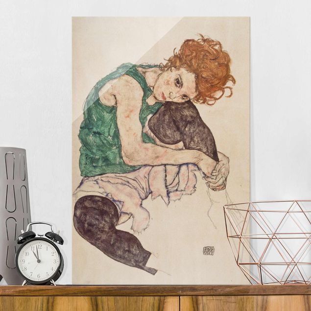 Tableaux muraux Egon Schiele - Femme assise avec un genou en l'air