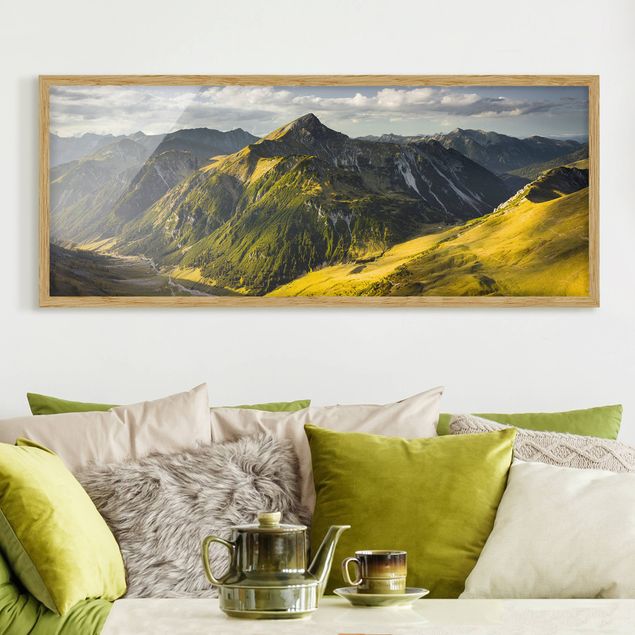 Tableau paysages Montagnes et vallée des Alpes Lechtal au Tyrol