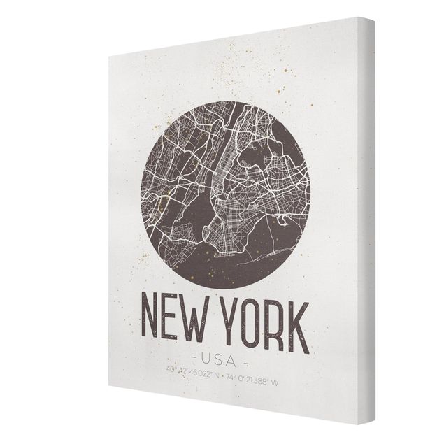 Tableaux carte du monde Plan de la ville de New York - Rétro