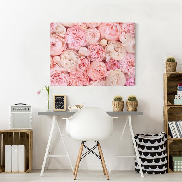 Tableau moderne Roses Coral Shabby en rose