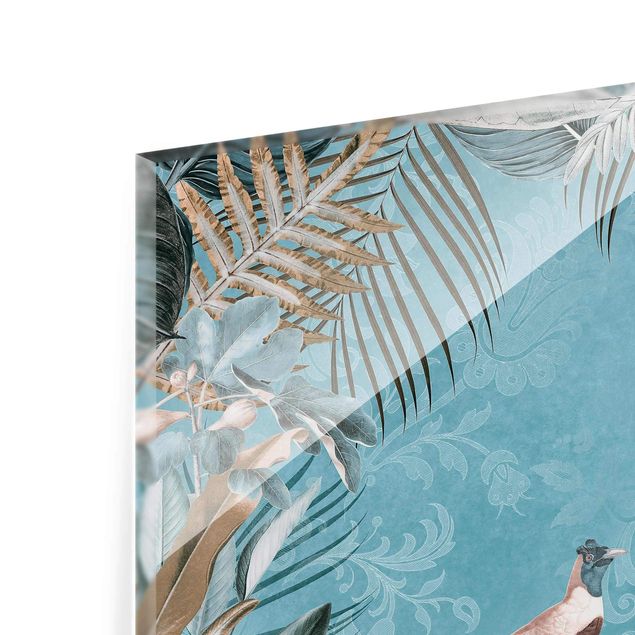Tableaux en verre magnétique Collage vintage - Oiseaux du Paradis