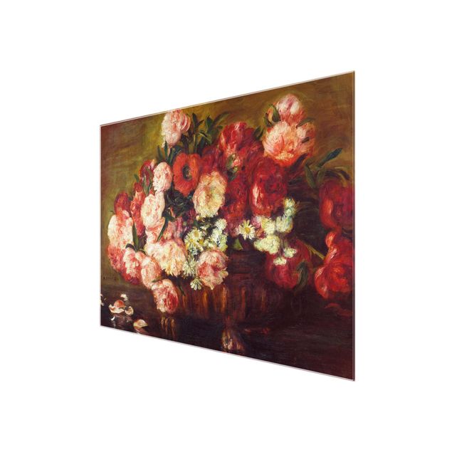 Tableaux en verre fleurs Auguste Renoir - Nature morte aux pivoines