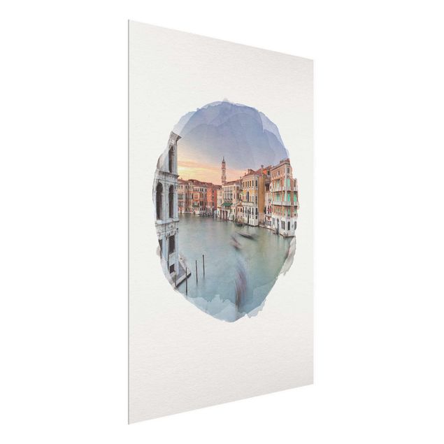 Tableaux en verre architecture & skyline Aquarelles - Grand Canal Vue du pont du Rialto Venise