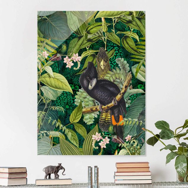 Déco mur cuisine Collage coloré - Cacatoès dans la jungle