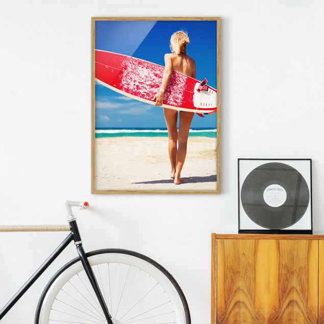 Tableaux encadrés plage & mer Surfer Girl