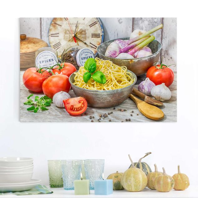Déco mur cuisine Spaghetti au basilic