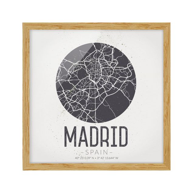 Tableau ville du monde Plan de ville de Madrid - Rétro