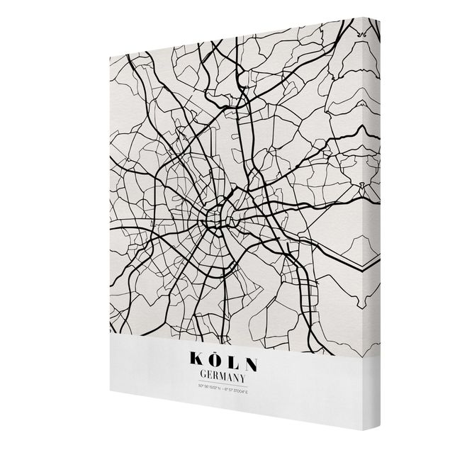 Tableaux noir et blanc Plan de ville de Cologne - Classique
