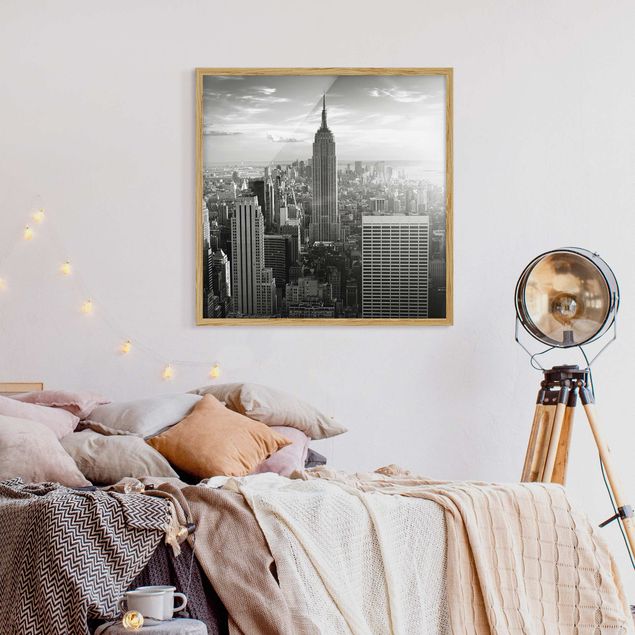 Affiches encadrées noir et blanc Manhattan Skyline