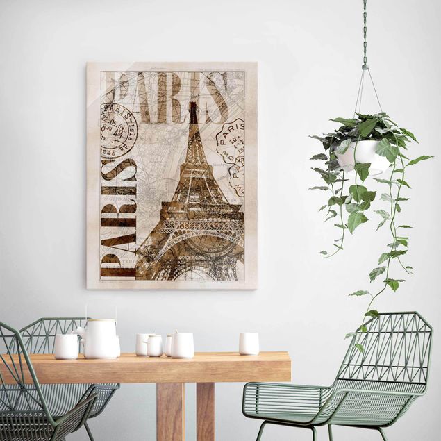 Tableau Paris Collage Shabby Chic - Paris