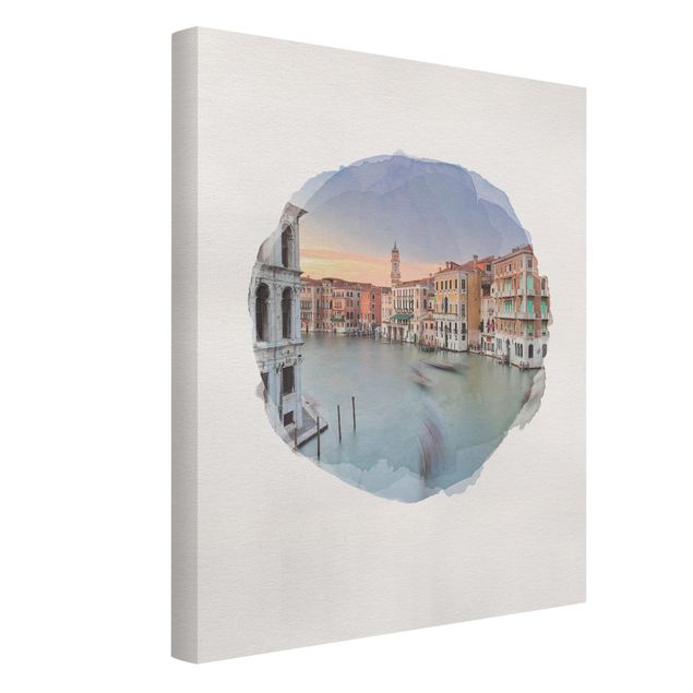 Tableaux modernes Aquarelles - Grand Canal Vue du pont du Rialto Venise