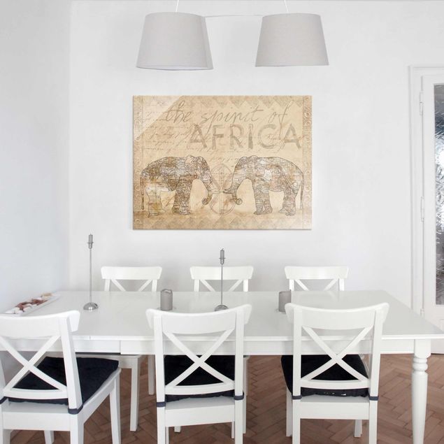 Tableaux éléphants Collage Vintage - Esprit d'Afrique