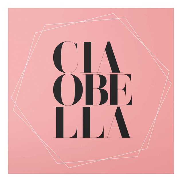 Tableaux rose Ciao Bella en hexagones toile de fond rose clair
