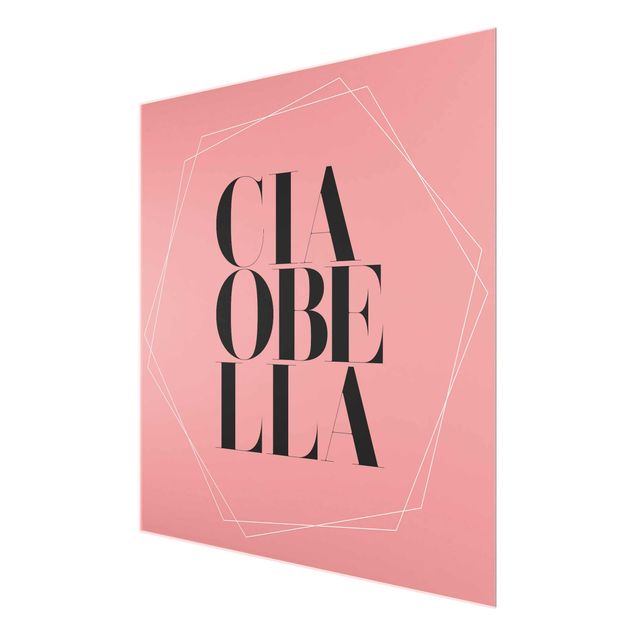 Tableaux Ciao Bella en hexagones toile de fond rose clair
