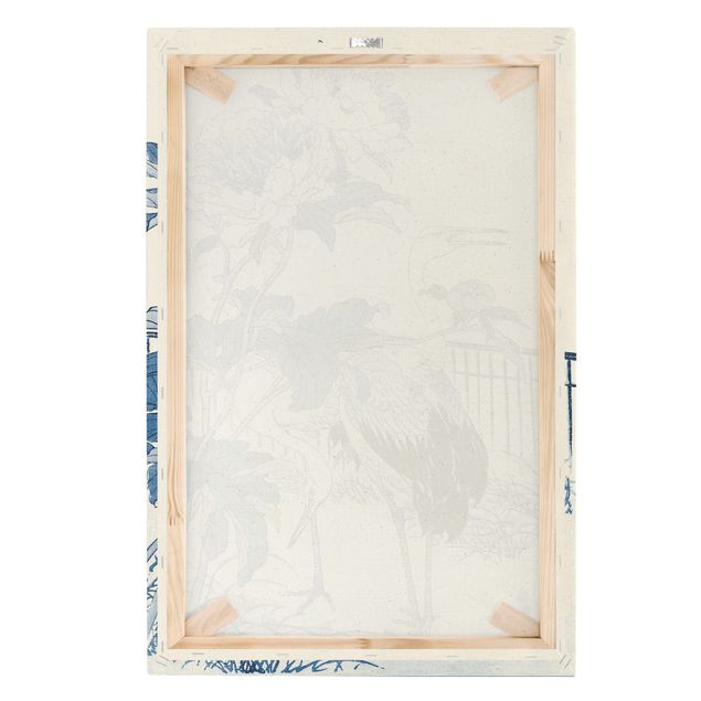 Tableau sur toile naturel - Cyanotype Chinese Crane - Format portrait 2:3