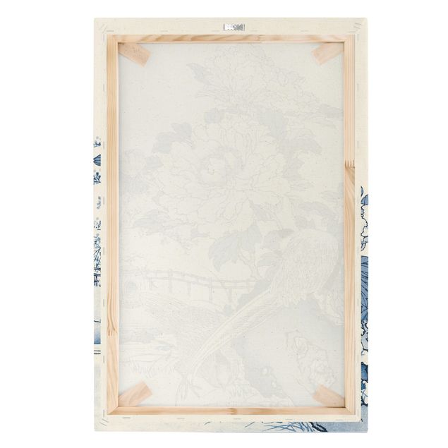 Impressions sur toile Cyanotype faisan doré et pivoines